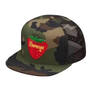 Supreme Strawberry Mesh Back 5 Panel Woodland Camo SS17H62